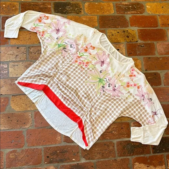 Anthro TINY Floral Ruched Dolman Sleeve Blouse size L - Picture 10 of 15